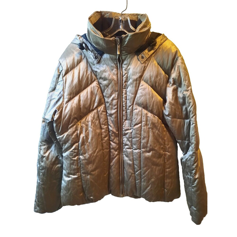 Skea Metallic Puffer Coat Size 14 Many Pockets Skiing Quilted Goose Down Vail